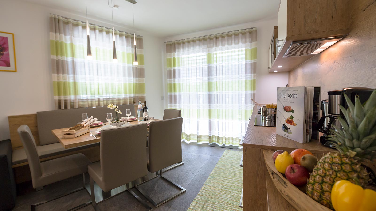 A table set for lunch in the apartment in South Tyrol